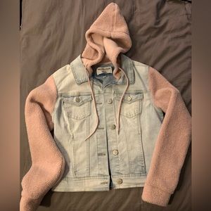 WallFlower Denim & Faux Sherpa Hoodie Jacket